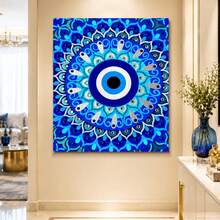 5D Diamond Painting Kit Evil Eye Mandala Wall Art DIY Round Diamond Painting Handmade, Sparkling Crystal Diamond Mosaic Design, Handmade Gemstone Sticker Home Decor, Suitable For Living Room Bedroom Wall Decoration, Mysterious Guardian Style Art Ornament, Creative Holiday Gift For Female Friends And Family - Sets - View 3