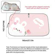 1pc Cute Bear & Rabbit Car Sun Shade, Universal Summer Car Sun Visor, Heat Insulation & UV Protection, Double Ring Front Windshield Sunshade - One Size Fits All - View 14