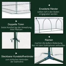 بيت زجاجي للحديقة مع باب، صينية الشتلات، زراعة النباتات، فولاذ PVC، 250x100x80 سم - شفاف - مشاهدة 5