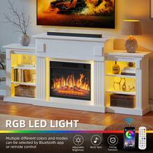 BALCONERA 183cm Electric Fireplace TV Stand With Storage, Modern Entertainment Unit With Realistic LED Flame Heater, 7-Day Programmable Timer Remote & Colour Mood Lighting For Living Room - UK Plug(220-240V) - View 4