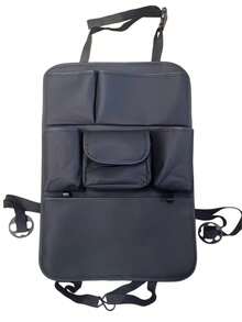 Organizer Jok Mobil Kulit Sintetis dengan Tas Penyimpanan Multi-Kompartemen untuk Jok Belakang, Tambahan Jok Belakang Universal dan Organizer Gadget untuk Berbagai Model Mobil, Solusi Penyimpanan Aksesori Interior Mobil - Hitam - View 9