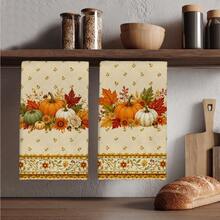 2PCS Kitchen Towels Vintage Floral Border Pumpkin Flower Pattern, Ultra-Fine Microfiber Material Soft Kitchen Towels Dish Cloths, Hand Towels, Tablecloths, Kitchen Decor, Kitchen Cleaning, Bathroom Cleaning, Holiday Party Decoration, Kitchen Bathroom Supplies Home Essentials, Home Decor, Housewarming Gift - Coral Orange - View 6