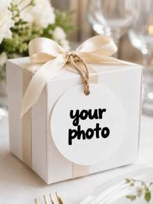 Pegatina redonda personalizada con foto, etiqueta de imagen personalizada, etiqueta de regalo con foto personalizada, decoración para fiesta de boda, tarjeta de recuerdo de memoria - Multicolor - Ver 4