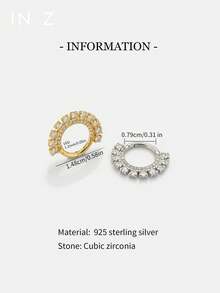 1pc 925 Sterling Silver 16G Double Row Zirconia Inlaid Sunflower Earring – Cartilage Hoop, Helix Hoop, Nose Ring, Septum Ring, Seamless Clicker Earring, Mini Earring, Tragus Hoop, Cartilage Piercing Hoop, Silver Seamless Cartilage Earring, Suitable For Men And Women Daily Wear - Double Row Round Diamond - View 4