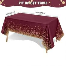 3PCS/1PC 54*108in Disposable Tablecloth For Party Decoration, Pink Gradient Gold Glitter Pattern, Suitable For Wedding, Birthday, Various Theme Parties And Daily Decoration - Pink - View 2