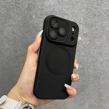 Magnetic Luxury Matte Wireless Charging Soft Phone Case Compatible With Iphone 18 17 16 15 14 13 12 11 Pro Max Plus - Black - View 1