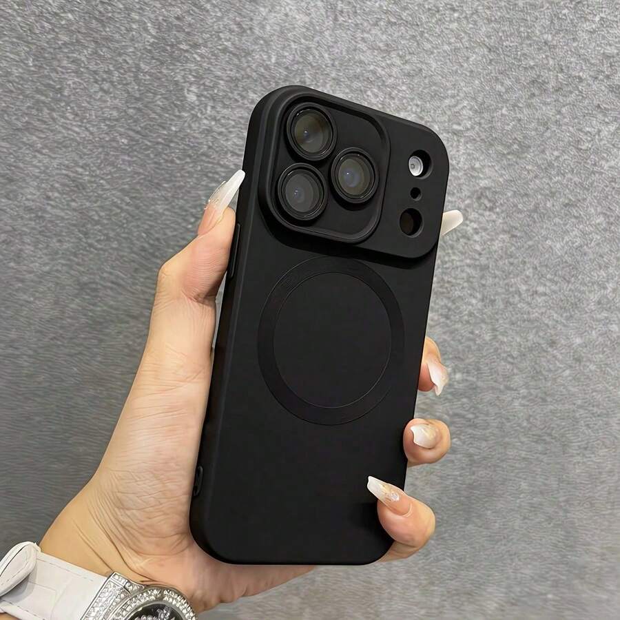 Magnetic Luxury Matte Wireless Charging Soft Phone Case Compatible With Iphone 18 17 16 15 14 13 12 11 Pro Max Plus - Black - View 1