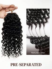 ARABELLA Human Hair Crochet Hair Extensions, Water Wave Feather Crochet Hair, Suitable For Bohemian Braiding, Invisible Miracle Knot, Pre-Bunched, Lightweight, Reusable, Handmade, Natural Black, 14-24 Inches - SNatural - View 7