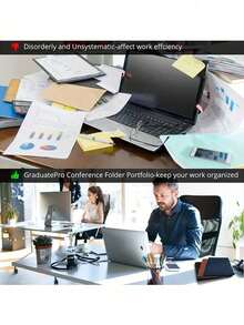 NEWHEY 1件 DIY 拉鍊 PU 皮革商務文件夾筆記本，附信紙尺寸書寫墊、A4 文件夾與收納夾、面試/履歷文件收納夾、附文件套袋（黑色），適合各種場合，易於搭配各種服裝，是商務專業人士與畢業生的絕佳禮物 - 彩色 - 查看 8
