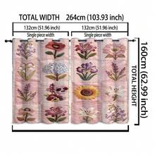 2件裝淡粉色刺繡花卉格紋開衩窗簾，法式鄉村風聚酯纖維長方形打孔窗簾，多款仿刺繡花卉方格拼接印花，遮光隔熱可水洗，適合春季，客廳、臥室、民宿居家裝飾 - 彩色 - 查看 15