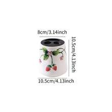 Hand-Painted Strawberry Pattern Ceramic Dispenser Bottle For Bathroom Vanity, Kitchen Sink, Multi-Purpose Toiletries - A - View 12