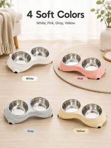 Double Stainless Steel Pet Bowl Set, Base And Easy To Clean For Cats And Dogs, Indoor And Outdoor UseMacaron Stainless Steel Pet Bowl, Stainless Steel Anti-Slip, Anti-Tipping, Leak-Proof Double-Layer Pet Bowl-Pet Feeder - 500ml - View 7
