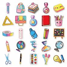 50Pcs Back To School Stationery Bag Pouch Stickers, Scrapbook Supplies Journal Supplies, Handmade Card Material, Scrapbook Lovers, School Essentials Handcraft - Multicolor - View 8