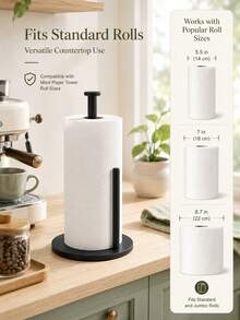 Heavy-Duty Kitchen Paper Towel Holder With Tidy Storage Edge Preventing Paper Unrolling Classic Countertop Paper Towel Dispenser For Working Pros Handy Napkin Holder To Hold Paper Towels In Baño Area Toilet Paper Holder Home Organizer Tools - A - View 5