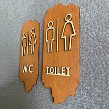 لافتة باب الحمام الخشبية، لوحة بسيطة WC/TOILET/MEN/WOMEN، ديكور جدار الحمام الريفي للمنزل والمقهى والبار - 1PC - مشاهدة 6