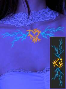 STARTTOOS 4PCS Glow-In-The-Dark 3-Color Lightning Butterfly Pattern Fluorescent Decorative Temporary Tattoo Stickers, Waterproof For Arm, Shoulder, Neck, Collarbone, EDM Festival, Halloween DIY Party Gift - Multicolor - View 3