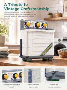 578pcs Vintage 1980s Style Home Washing Machine Building Block Model, Desktop Retro Home Decor Display Model, Adult Nostalgic DIY Assembly Building Block Toy, Vintage Home Decor Collection Building Block Gift - Multicolor - View 5