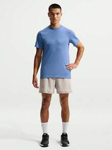 Nike Men's AS M NK DF PRIMARY STMT SS Short Sleeve T-Shirt Knit Collarless Short TDV9832-459 - Dusty Blue - View 6