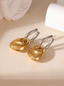 GEREIT 1 Pair 18K Gold Plated Stainless Steel Water Drop Polished Pendant Earrings - Teardrop - View 5