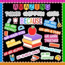 57PCS Motivational Bulletin Board Set, Amazing Things Happen Here Bulletin Board Set With Borders, For Elementary Middle High School - Back to School - View 7