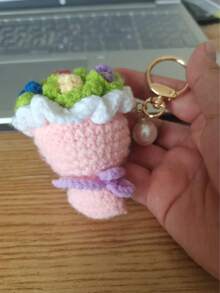 Cute Crochet Bouquet Keychain Mini Hand-Knitted Flower Keychain Ring Car Bag Hanging Pendant Ornament Lover Valentine's Day Gift Keychains For Backpack - View 8