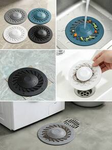 5pcs Silicone Drain Stoppers, Multi-Functional Floor Drain, Suitable For Bathroom Sink, Bathtub And Kitchen Drain, Effectively Clear Hair, Grease And Other Blockages 1/3/5pcs - Multicolor - View 8