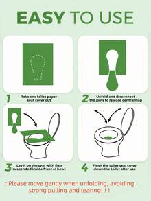 10-20-30-50-100pcs Disposable Toilet Seat Covers For Adults, Flushable And Portable, Essential Accessory For Airplane, Road Trip And Camping - Green - View 3