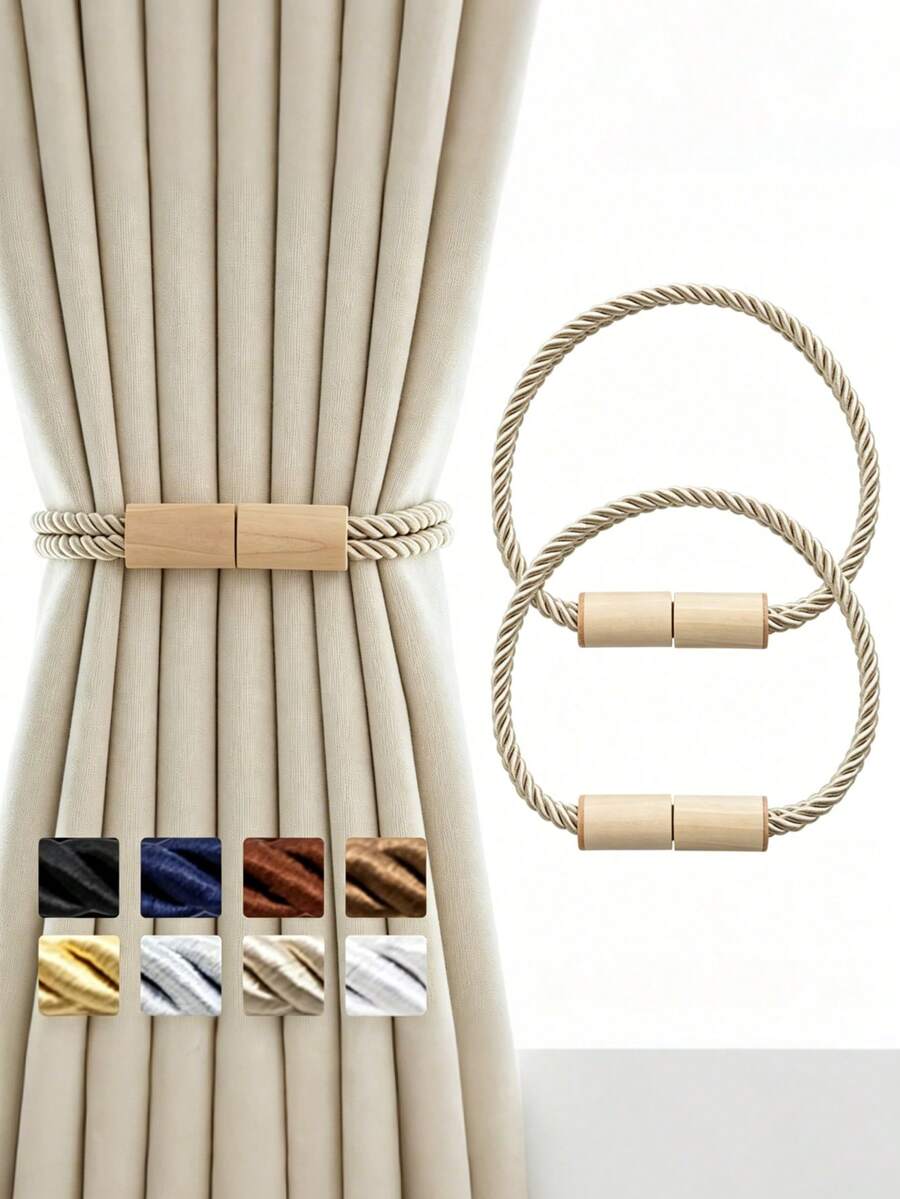 1pc/5pcs Magnetic Bohemian Style Curtain Tiebacks, Curtain Rope Buckles, Curtain Fixing Clips, Curtain Decorative Hooks, Home Window Decor - Multicolor - View 1