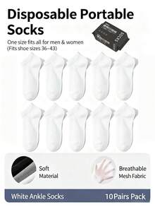 5 Pairs/10 Pairs/20 Pairs Disposable Socks, Black|White, Mid-Calf, 1 Bag Of 5 Pairs, Convenient For Travel, Business Trips And School, Unisex, All Season Wear, Breathable, Deodorizing And Sweat-Proof, Suitable For Sports - Pull-out Bag Style - View 20