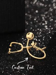 Custom Name Pin Personalized Stethoscope Brooch Diy Signature Brooches Memorial Nameplate Brooch Stainless Steel Jewelry Nurse Doctor's Keepsake Gift - Multicolor - View 11
