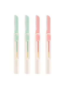 1pc Cylindrical Retractable Eyebrow Trimming Set, Micro-Precision , Makeup Tool, Retractable Eyebrow Trimmer, Cylindrical Design, Easy To Operate, Unisex, Can Precisely Trim And Shape Eyebrows. Professional Facial Micro-Crystal Exfoliating For Women, Sharp And Gentle Facial Trimmer; Multi-Functional Facial Exfoliating Razor, Can Remove Facial Fuzz, Fine Eyebrows, Lip Hair And Excess Body Hair; Suitable For All Skin Types; - Multicolor - View 8