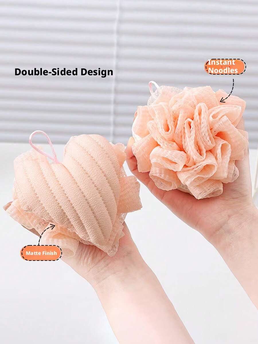 Heart-Shaped Bath Sponge, Fashion Hanging Style, Soft & Cute Double-Sided Bath Scrub Ball, Rich Lather Without Splashing, Home Bath Ball