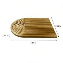 32x23x1.3cm Wood Bamboo Semicircular Board, Modern Minimalist Style Serving Tray, Random Color - View 5