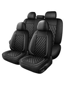 Universal PU Car Seat Cover Set, Diamond Quilted Car Seat Protector With Colorful Piping, Non-Slip Back Breathable Full Set Seat Cushions, Easy Installation Interior Accessories, Suitable For Sedan SUV Truck Pickup, Car Interior Protection Set - A - View 15