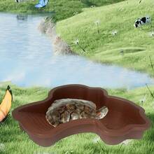 Sloped Large Reptile Bathtub- Geckos, Snakes, And Bearded Durable Plastic Aquarium Accessory, Brown Leaf Design, Reptile Accessory, Bathing Tub, Suitable Reptiles And Amphibians - Extra-large Reptile Bathtub + 1pc - View 7