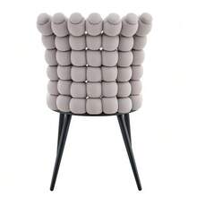 Light Gray Velvet Ball Chain Dining Chairs (Set Of 2) – Black Sprayed Metal Legs + Stable Support, Modern Luxury Style, Suitable For Dining Room, Living Room, And Dressing Areas - Light Grey - View 7