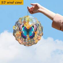 3D 1pc "Blue Butterfly Resting On Yellow Leaf" Rotating Hook 360° DIY Creative Wind Chime, Durable Metal Material Christmas Gift Decoration (Pendant Not Included), Random Style - A - View 6