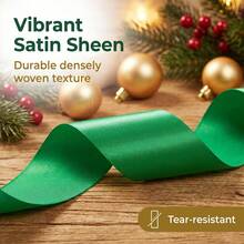 Classic Christmas Red Green Width Satin Ribbon Party Banner Making 5Meters/Roll 10cm Width Satin Ribbon Wedding Chair Car Party Decoration Handmade Sewing DIY Accessories - 10cm-5m - View 7