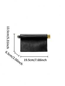 Women's Envelope Clutch Bag, Solid Color PU Leather, Metal Ball Decoration, Compact Storage, Minimalist Style, Evening Party, Spring/Autumn (Gift Bag Included) - Black - View 11