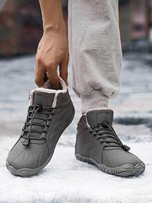 Men's Snow Boots, Autumn/Winter Warm, PU Upper With Comfortable Thermal Lining And Thick Padding, Suitable For Snow Season Travel - Grey - View 8