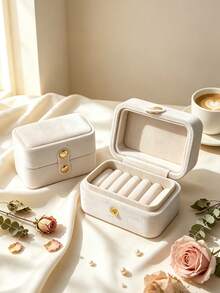 1pc Velvet Multi-Slot Ring Box Wedding Jewelry Box Storage Packaging Box Mini Earring Box, Jewelry Box Earring Storage Box Luxury Display Box - Multicolor - View 10