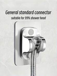 1pc No-Drill Wall Mounted Storage Rack, Universal Fixed Shower Base, No-Drill Shower Bracket, Adjustable Shower Head Holder For Bathroom And Bathtub - A - View 5