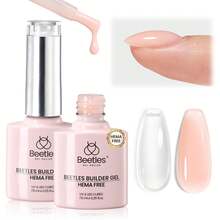 Beetles 2-Color HEMA-Free Builder Gel, Transparent & Jelly Nude UV Gel, Suitable For Nail Tip Construction, Reinforcement, Thickening & Extension, Perfect For Beginner DIY Manicure - Multicolor - View 2