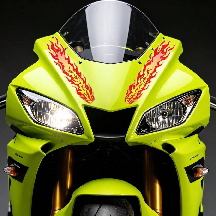 Flame Motorcycle Stickers, Waterproof Vinyl Decal Accessories For Bicycle, Car, Helmet, Fuel Tank - A-flame - View 1