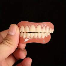 2pcs New Upgraded Holeless Upper And Lower Denture Set, Simulated Fake Teeth, Perfect Smile Teeth Decoration - Boxed Tooth Stickers - View 4