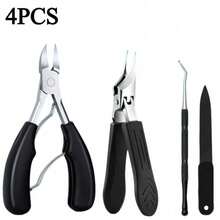 1/2/3/4pcs Professional Stainless Steel Nail Clipper Set, Manicure & Pedicure Set With Nail File, Toenail Clipper, Non-Slip Handle, Suitable For Thick & Hard Nails, Home Care - Multicolor - View 8