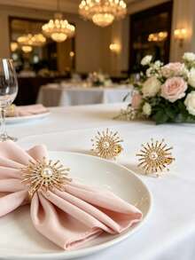1-12pcs High-End Alloy Rhinestone Firework Napkin Rings, Suitable For Room Decoration, Table Decor, Home Decor, Party, Birthday, Wedding And Dinner - Multicolor - View 5