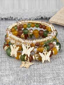 4pcs Small Butterfly Pendant Bracelet Suitable For Daily Wear - Green Mixed Color - View 1