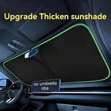 Car Front Windshield Sun Shade, Convenient Storage Design, No Drilling Installation, Seamless Fit, Equipped With High-Density Reflective Coating Fabric, Protects Car Interior Space, Effectively Blocks Sunlight - Multicolor - View 8