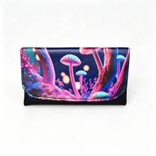 1PC Dark Dream Mushroom Storage Bag, PU Leather With Compartments, Portable, 5 Color Options, Neon Glowing Mushroom, Multi-Slot With Zipper, Portable Smoking Accessories Organizer - 1PC - View 15